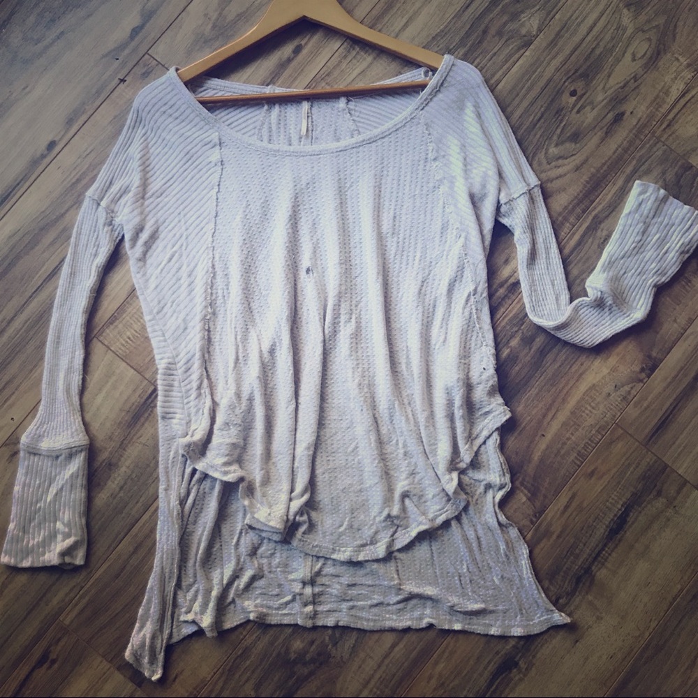 Off White Distressed Long Sleeve Sweater High Low